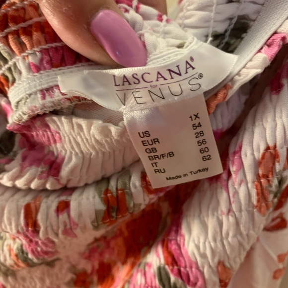 Gently loved Lascana Venus strapless summer dress. Floral print.Cinched top. - Picture 4 of 5